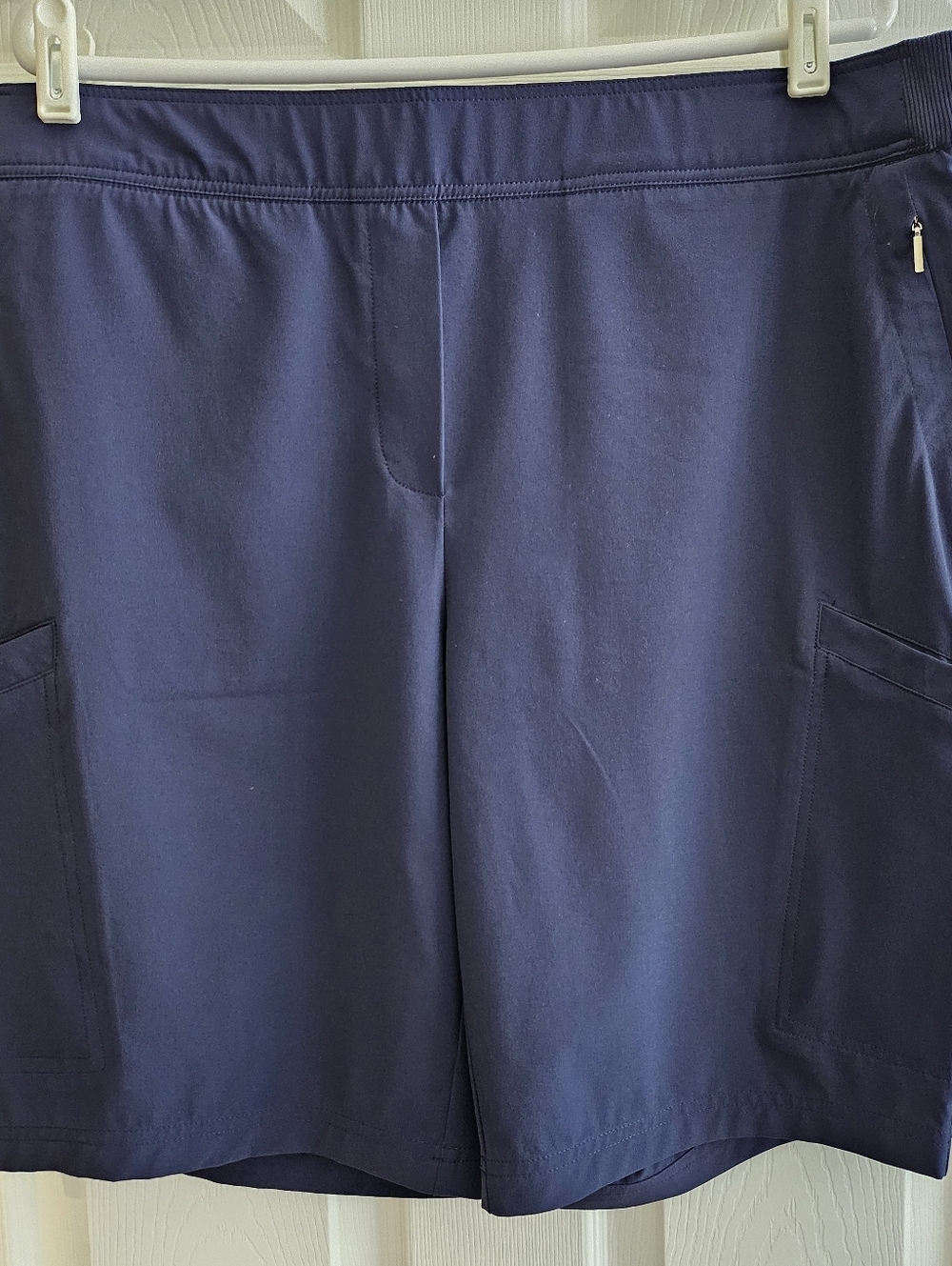 Chico's Sz.3 US16 Navy Shorts Cargo Pants Elastic Waist Activeware Casual